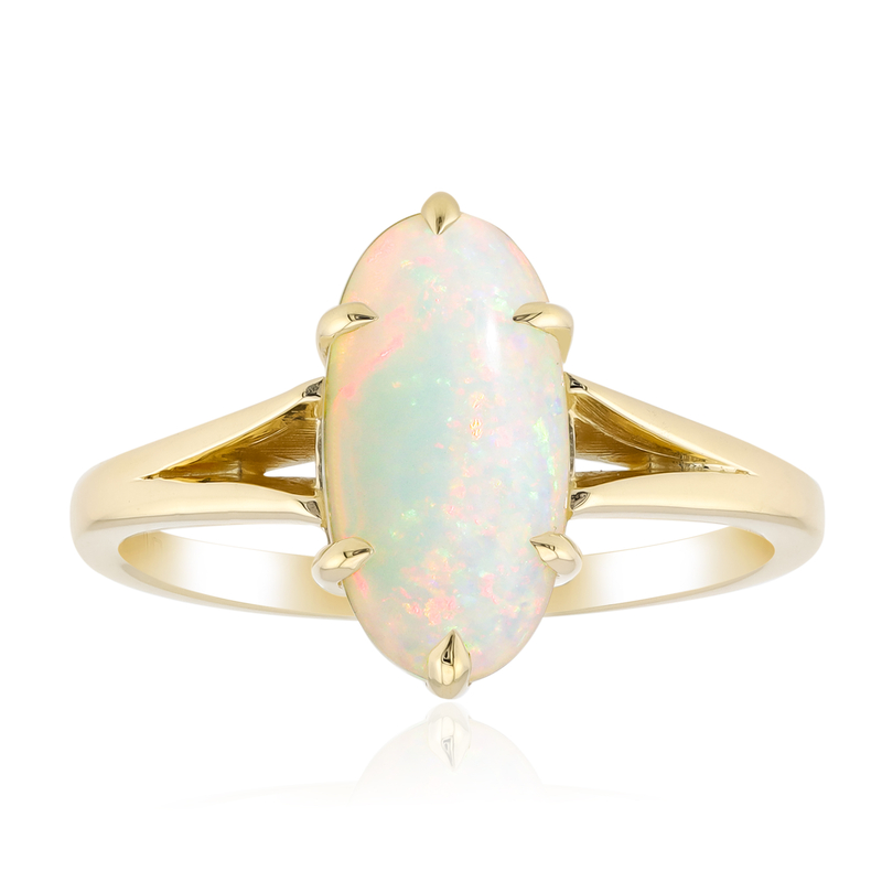 Brasilianischer Weißer Opal-Goldring