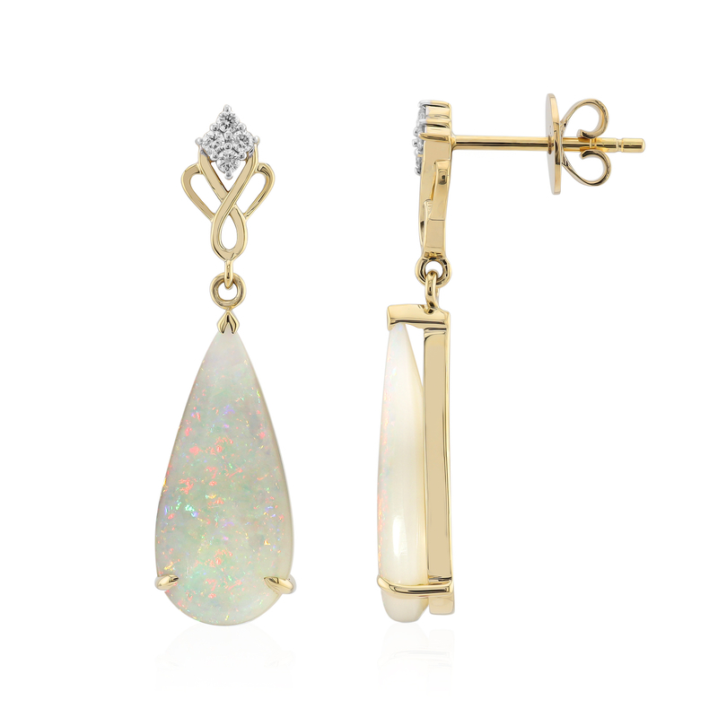 Brasilianischer Weißer Opal-Goldohrringe