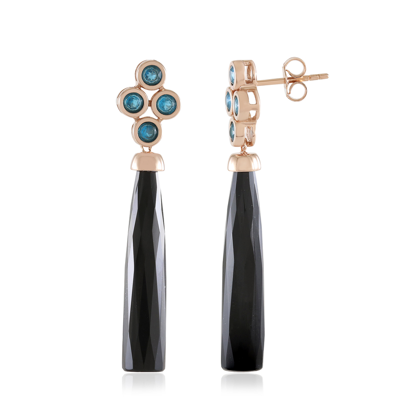 Schwarzer Onyx-Silberohrringe (KM by Juwelo)