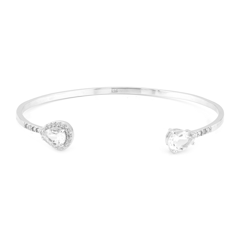 Weißer Topas-Silberarmreif