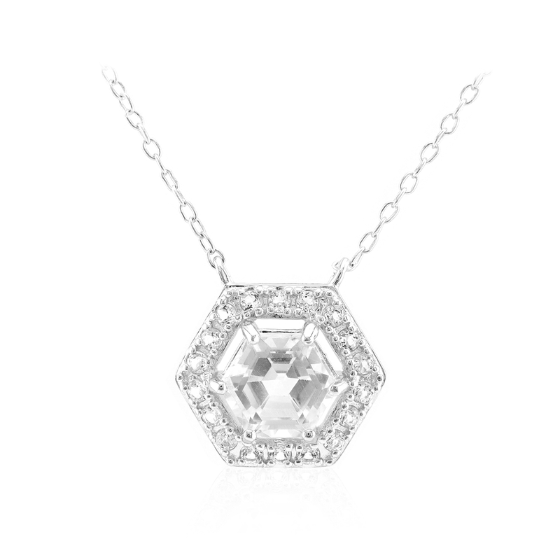 Weißer Topas-Silbercollier