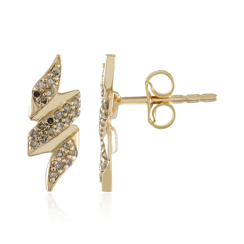 I3 Champagner-Diamant-Silberohrringe