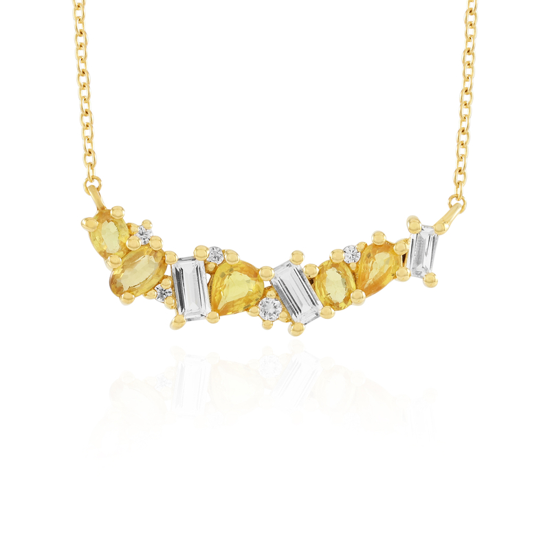 Gelber Ceylon-Saphir-Silbercollier