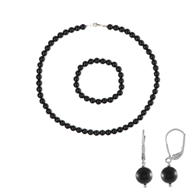 Schwarzer Onyx-Silberset