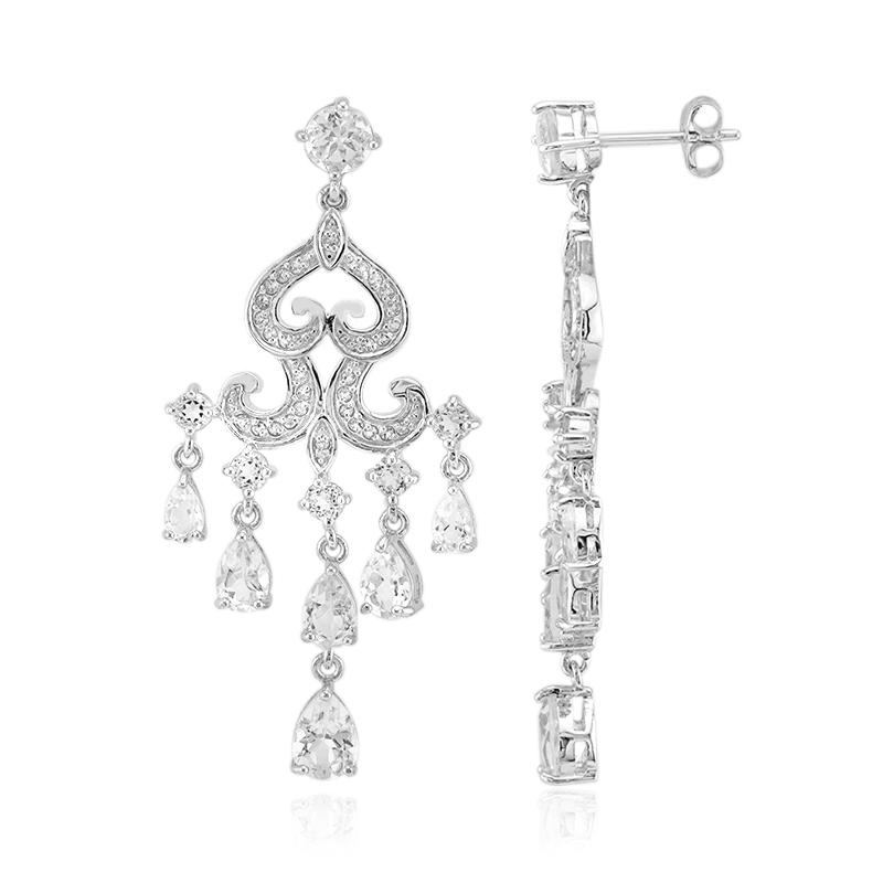 Weißer Topas-Silberohrringe Weißer Topas-Silberohrringe