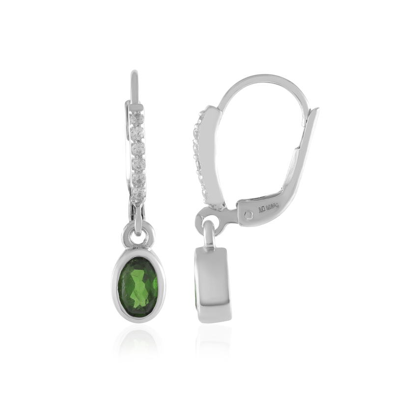 Russischer Diopsid-Silberohrringe