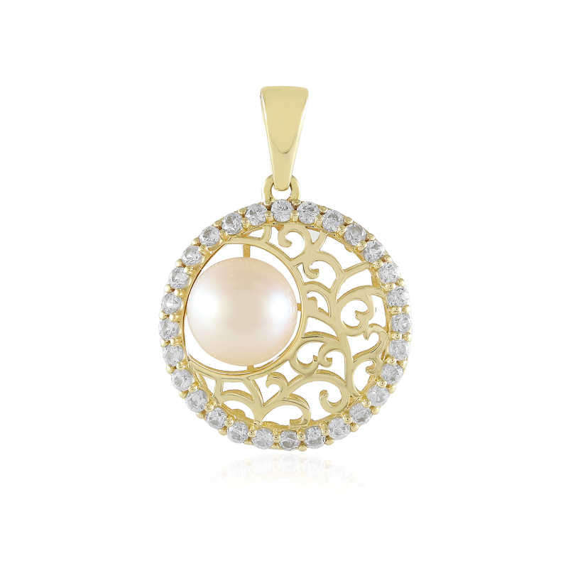 Weiße Süßwasserzuchtperlen-Goldanhänger (Ornaments by de Melo)