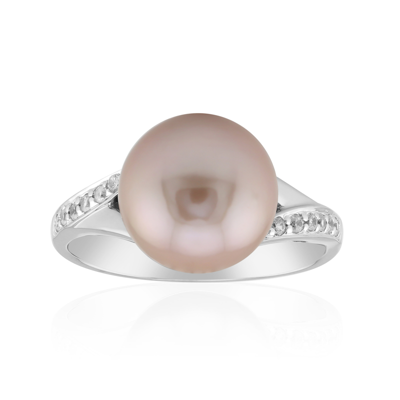 Purpurfarbene Ming-Perlen-Silberring (TPC)