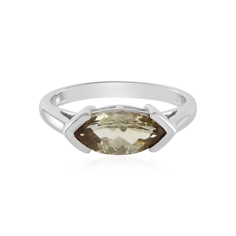 Nicht erhitzter Gelber Tansanit-Silberring