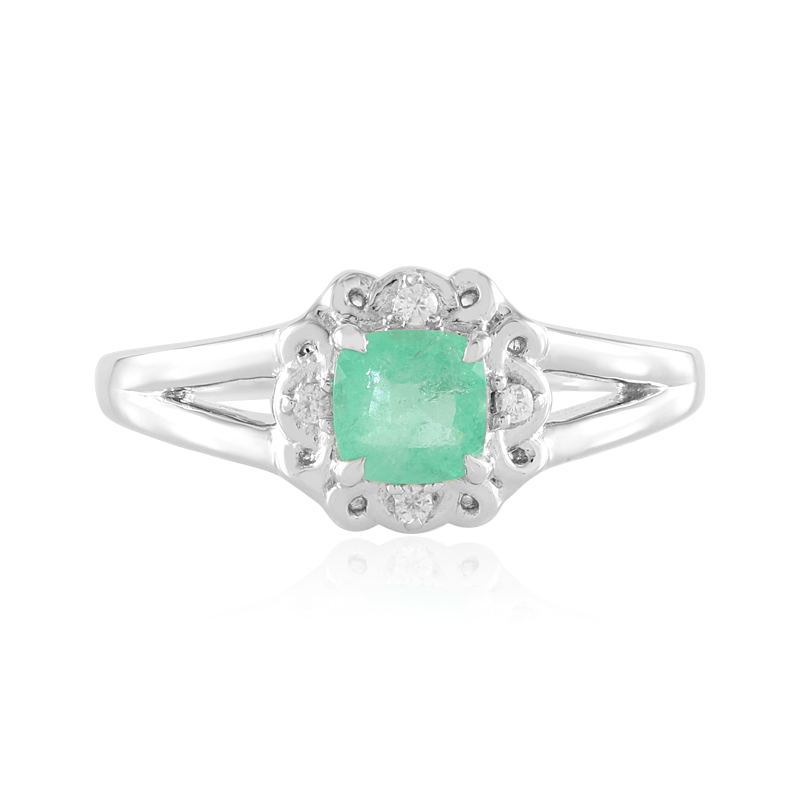 Russischer Smaragd-Silberring (Adela Silber)