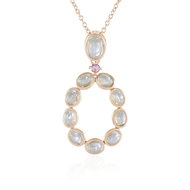 Grüner Mondstein-Silberhalskette (KM by Juwelo)