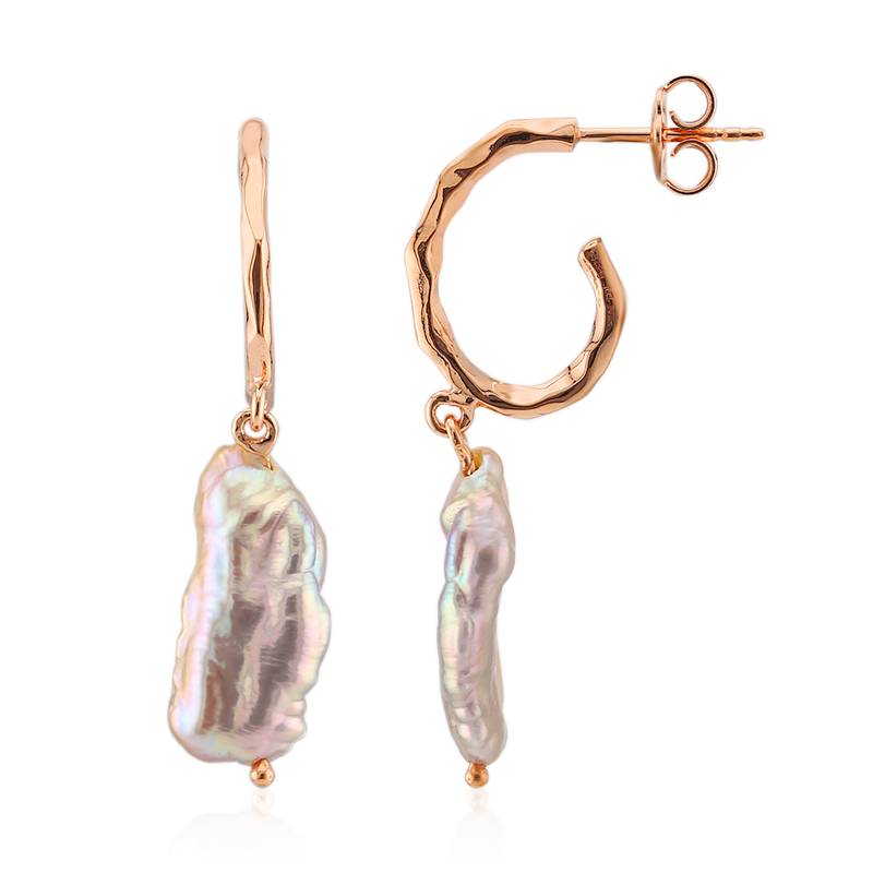 Pinkfarbene Süßwasserzuchtperlen-Silberohrringe (TPC)