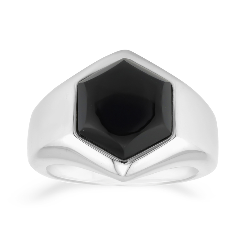 Schwarzer Onyx-Silberring