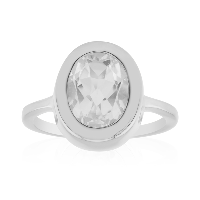 Weißer Topas-Silberring (MONOSONO COLLECTION)
