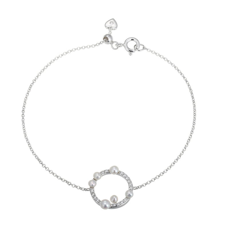 Weiße Süßwasserzuchtperlen-Silberarmband