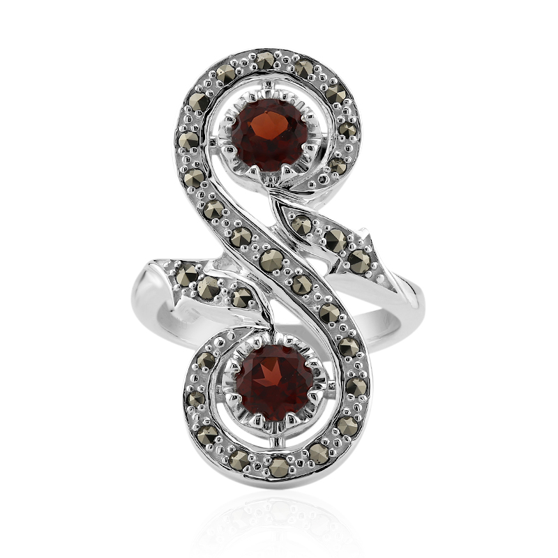 Mosambik-Granat-Silberring (Annette classic)