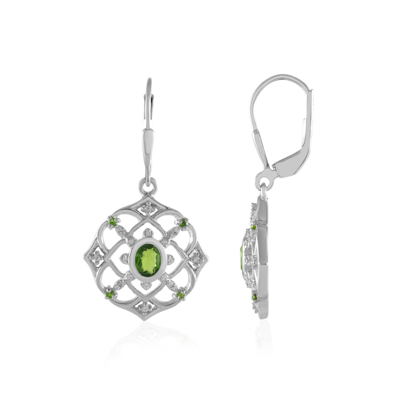 Russischer Diopsid-Silberohrringe Russischer Diopsid-Silberohrringe