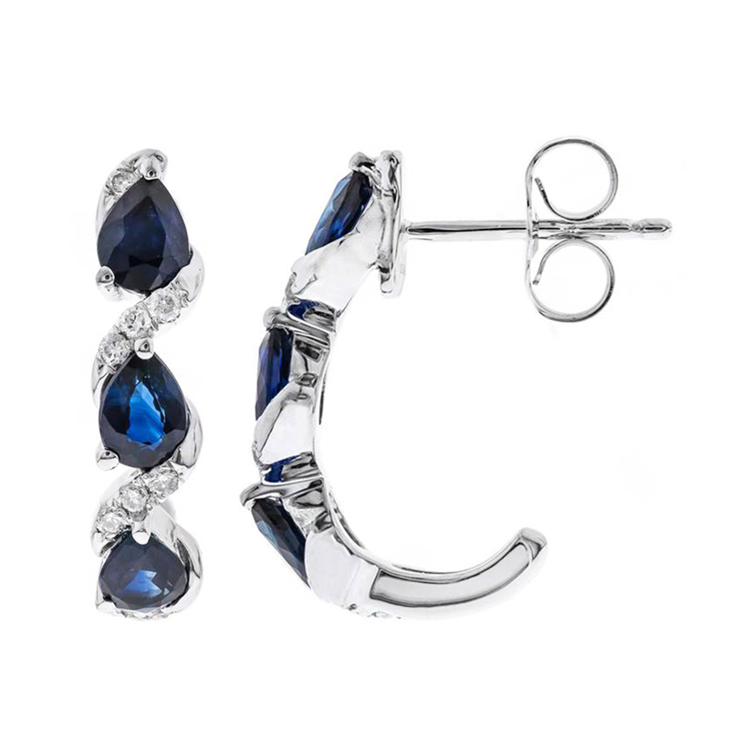 Blauer Ceylon-Saphir-Goldohrringe