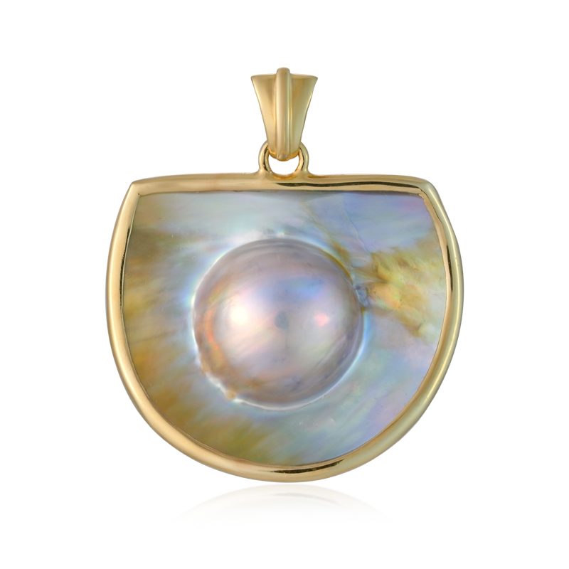 Mabe-Perlen-Silberanhänger (Bali Barong)