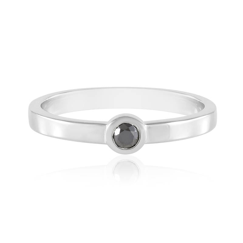 Schwarzer Brillant-Silberring