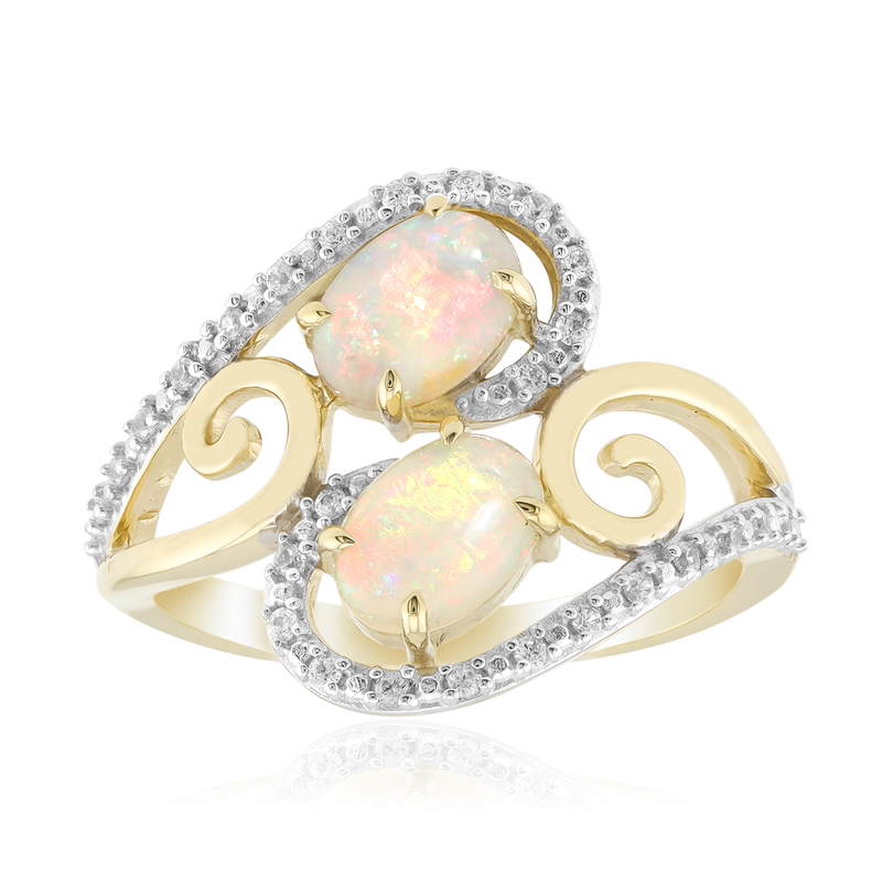 Brasilianischer Weißer Opal-Goldring