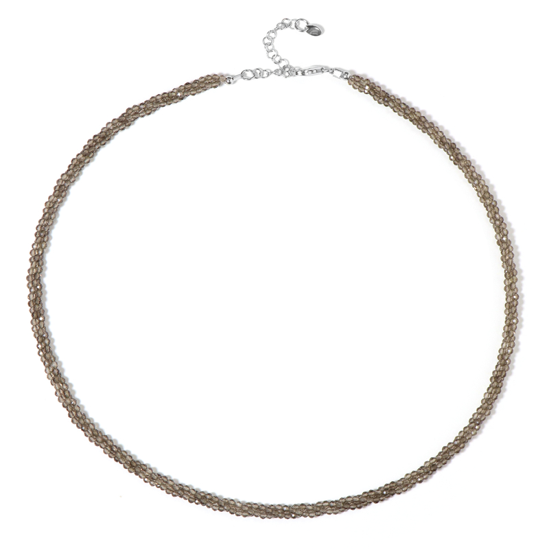 Rauchquarz-Silberhalskette