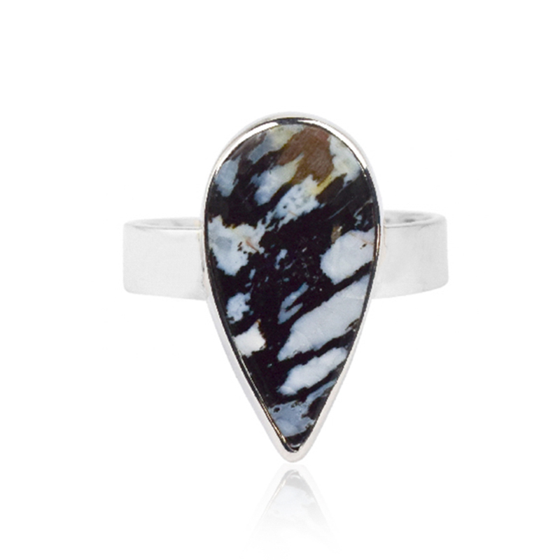 Versteinertes Palmenholz-Silberring