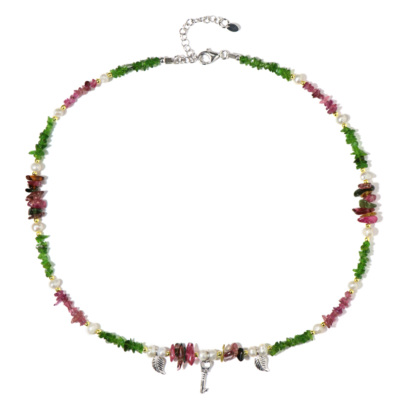 Edelstein-Silberhalskette (Riya)