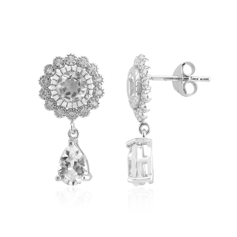 Weißer Topas-Silberohrringe