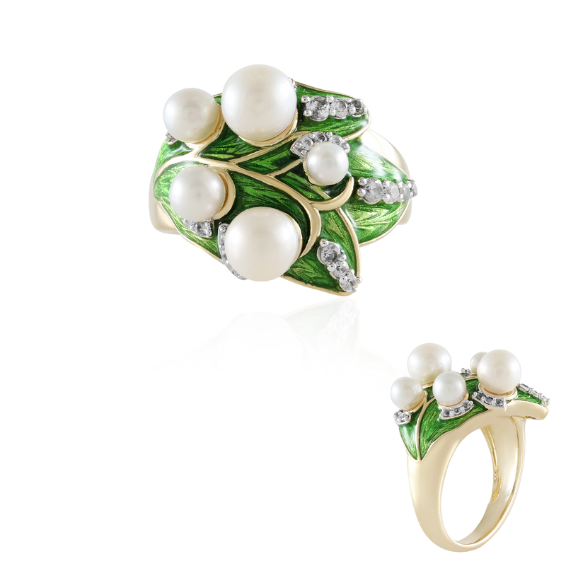 Weiße Süßwasserzuchtperlen-Silberring (Adela Silber)