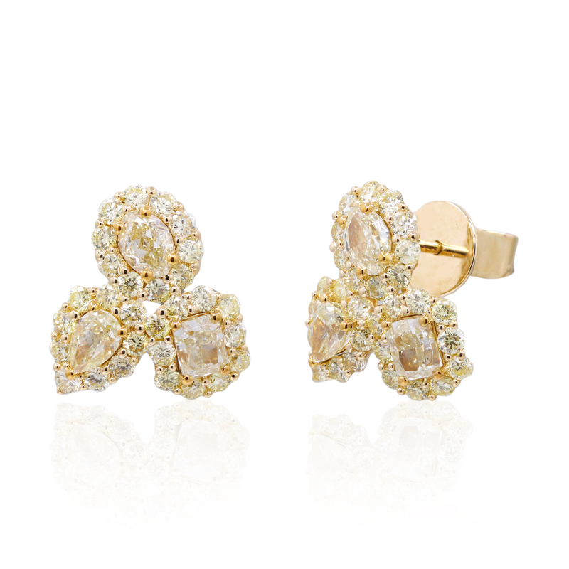Gelber SI2 Brillant-Goldohrringe (CIRARI)