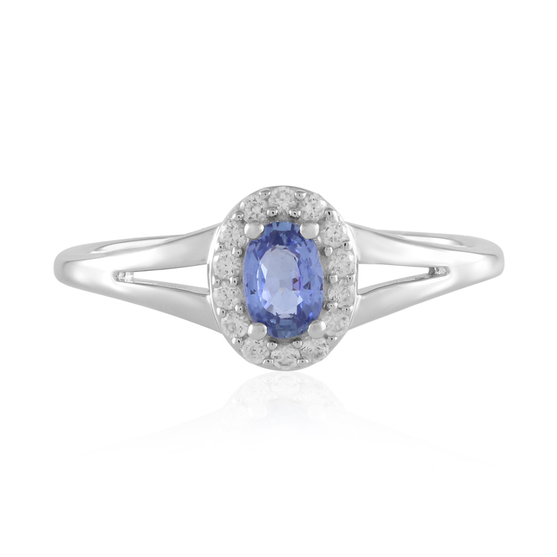 Nicht erhitzter Blauer Ceylon-Saphir-Silberring