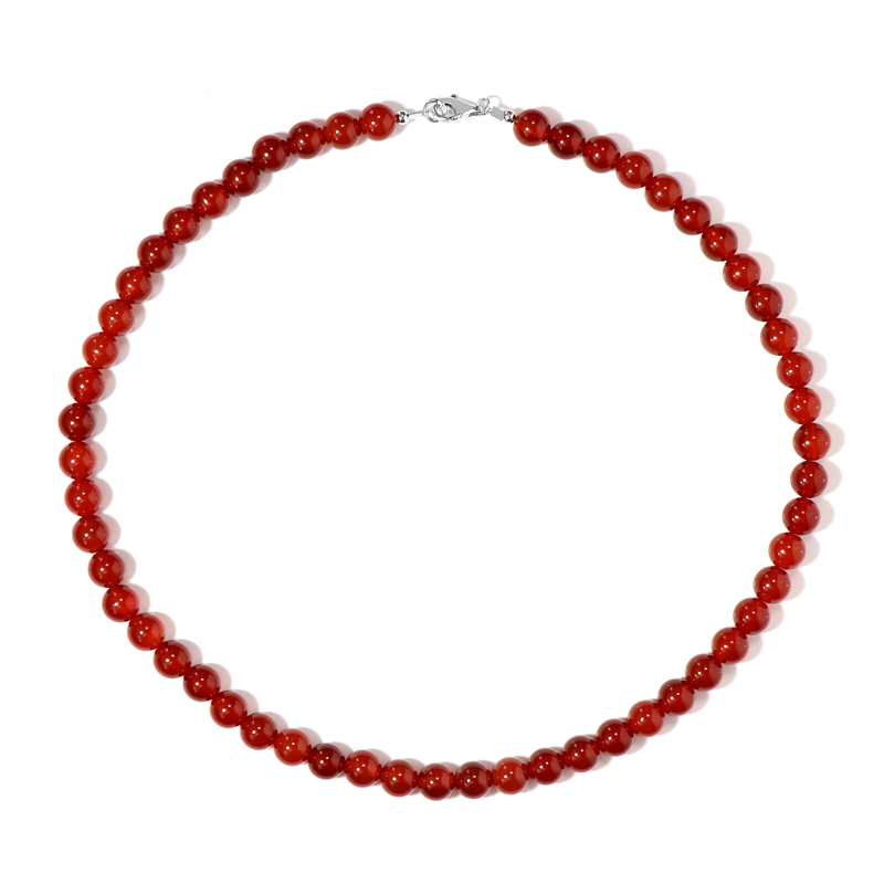 Roter Onyx-Silberhalskette