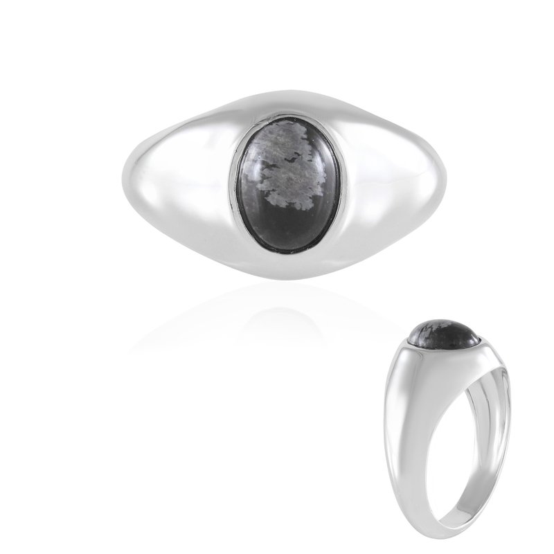 Schneeflocken-Obsidian-Silberring