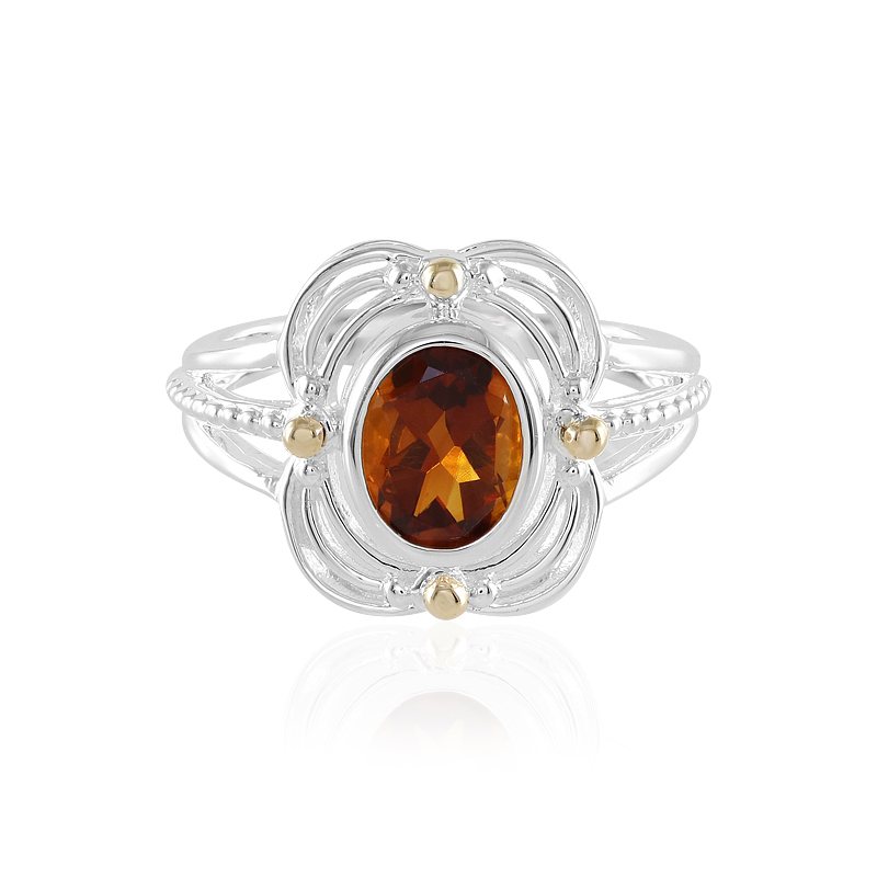 Madeira-Citrin-Silberring mit Gold (Granulieren)