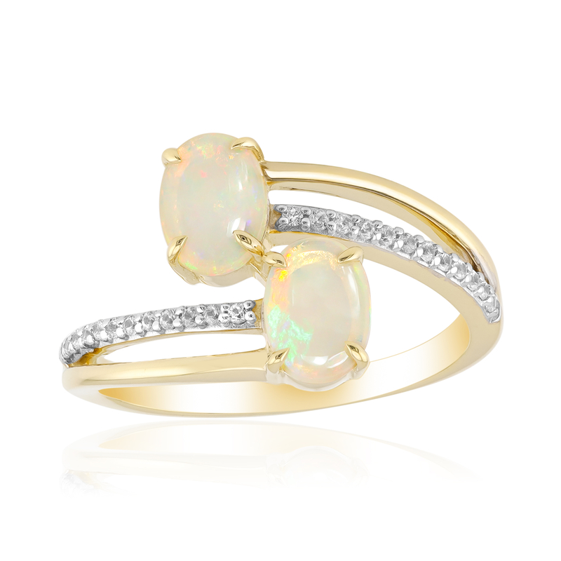 Brasilianischer Weißer Opal-Goldring