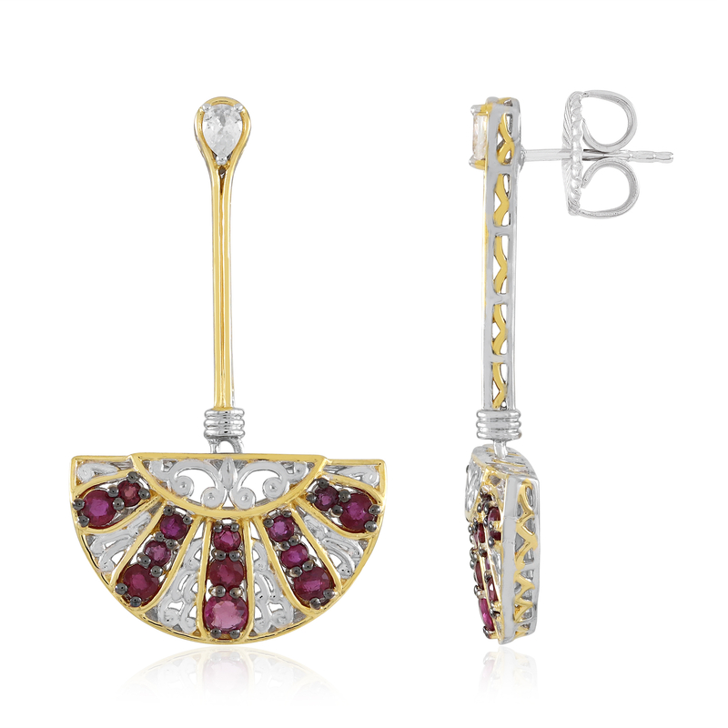 Burmesischer Rubin-Silberohrringe (Gems en Vogue)