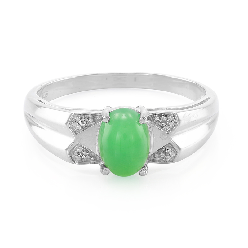 Kaiserlicher Chrysopras-Herren-Silberring