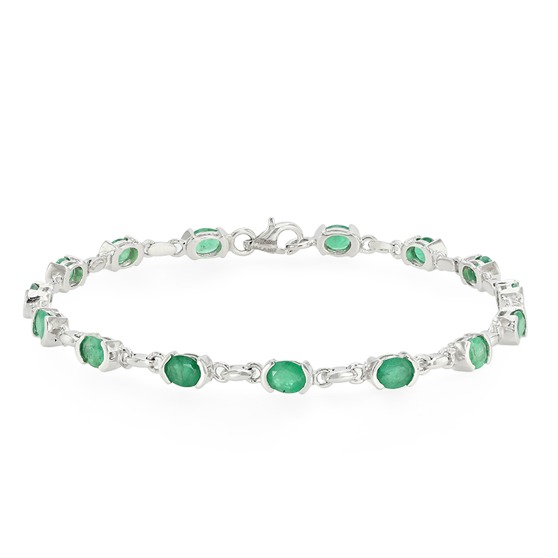 Sambia-Smaragd-Silberarmband