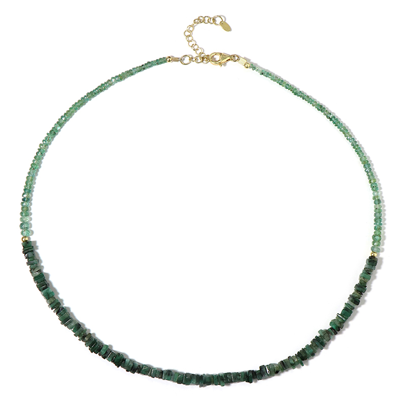 Sambia-Smaragd-Silberhalskette Sambia-Smaragd-Silberhalskette