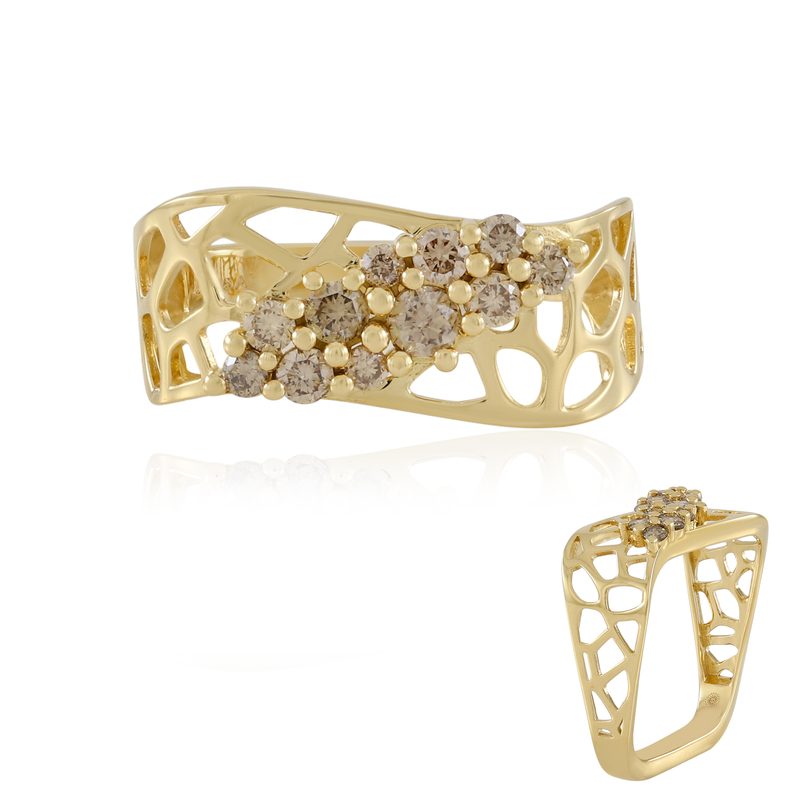 I2 Champagner-Brillant-Silberring (Ornaments by de Melo)