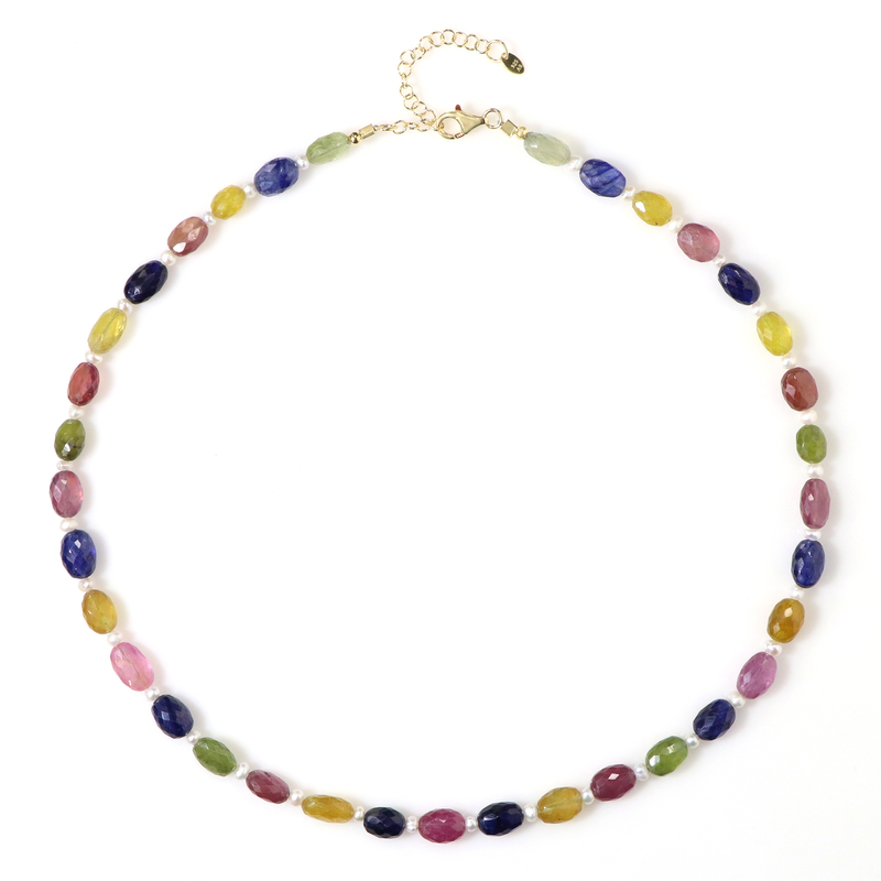 Saphir-Silberhalskette (Riya)