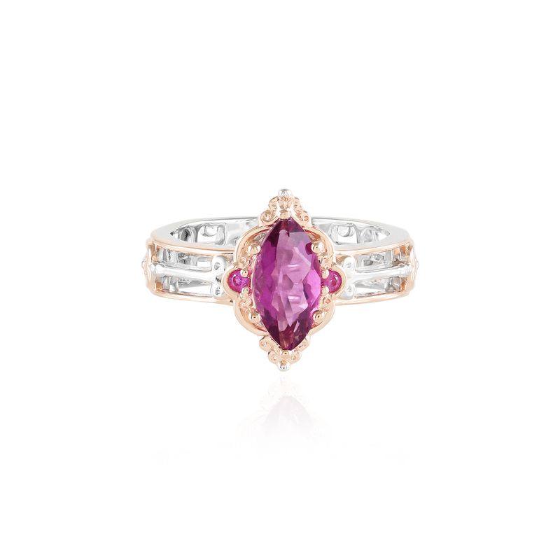 Pinkfarbener Fluorit-Silberring (Gems en Vogue)