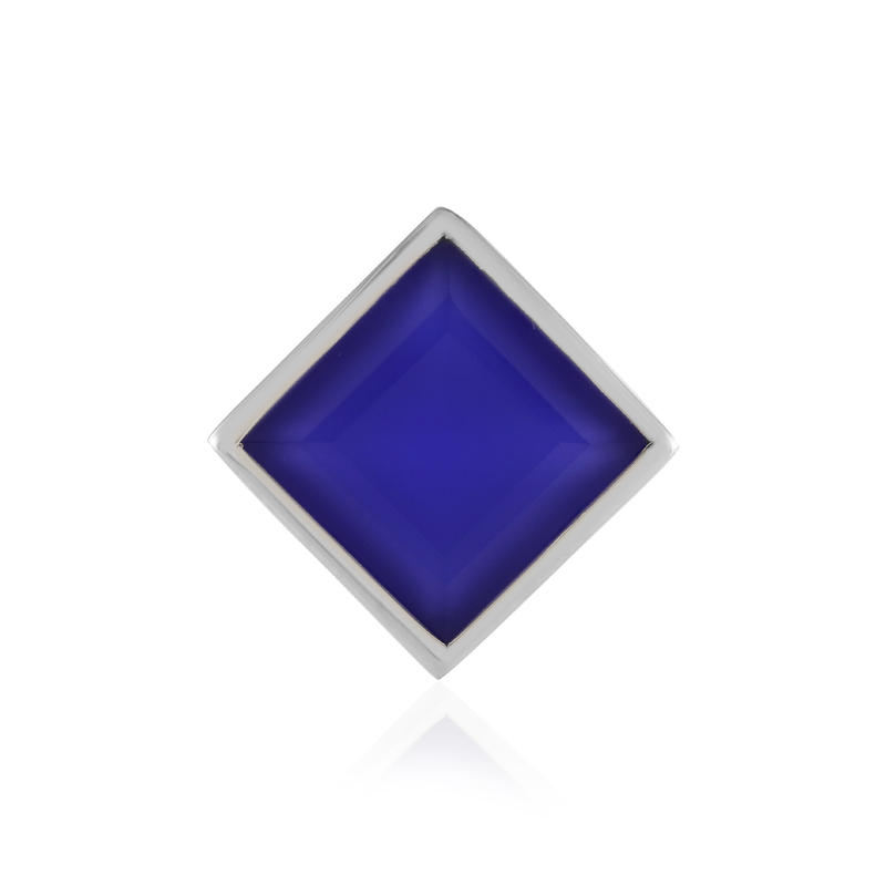 Blauer Chalzedon-Silberanhänger (MONOSONO COLLECTION)