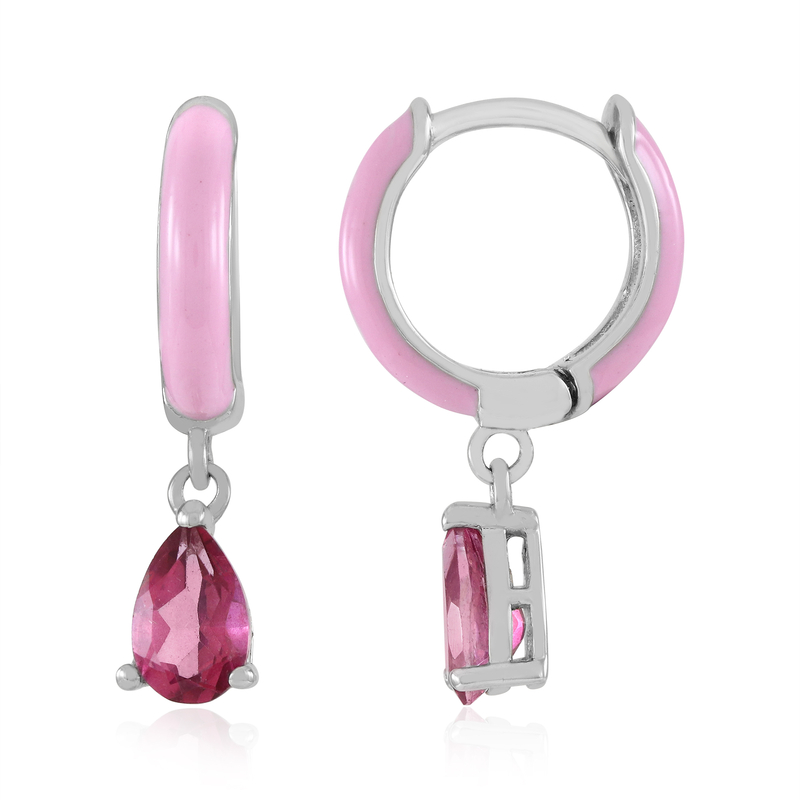 Pinkfarbener Topas-Silberohrringe
