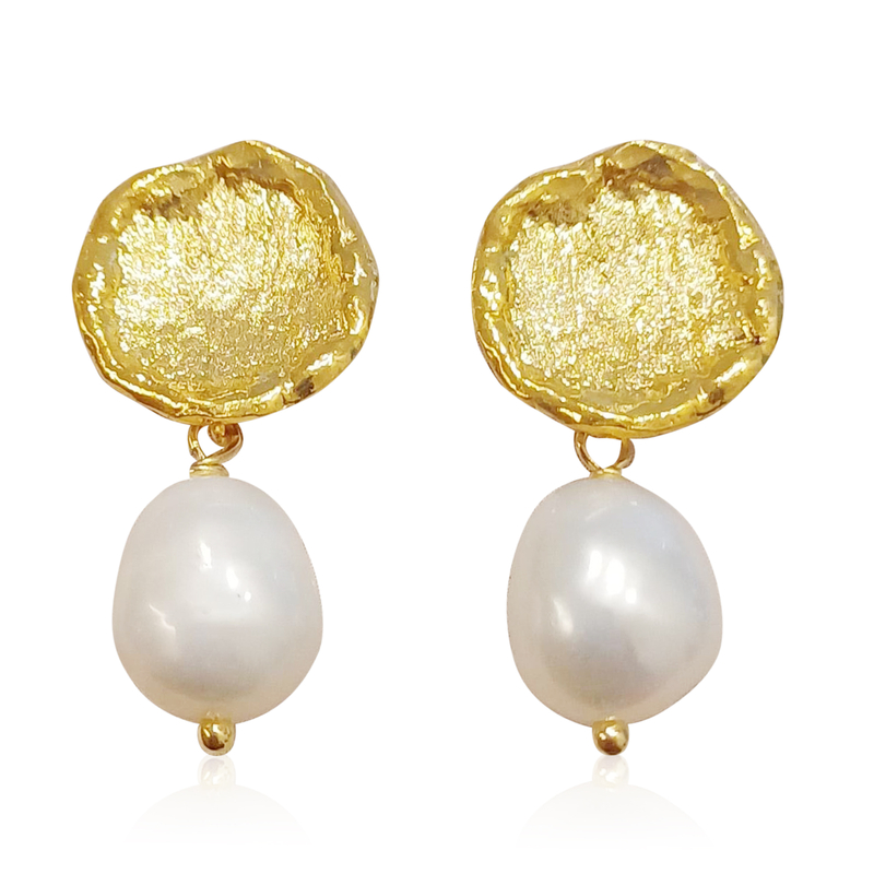 Weiße Süßwasserzuchtperlen-Silberohrringe