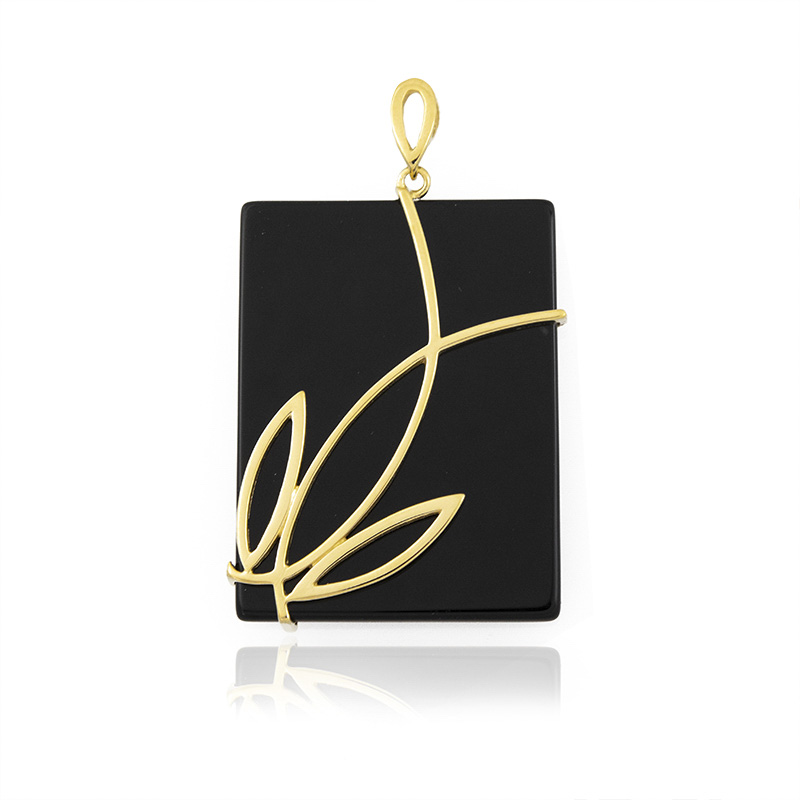 Schwarzer Onyx-Silberanhänger (dagen)