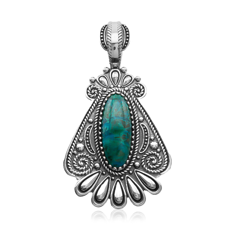 Chrysokoll-Silberanhänger (Desert Chic)