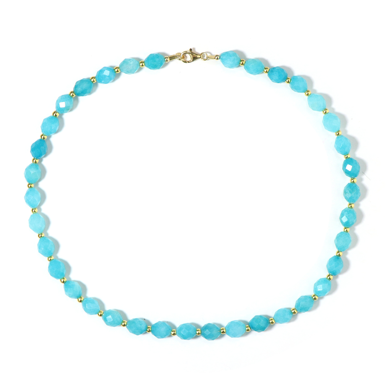 Karibikblauer Quarz-Silberhalskette