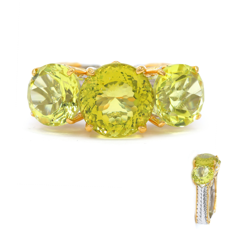 Ouro Verde-Quarz-Silberring (Gems en Vogue)